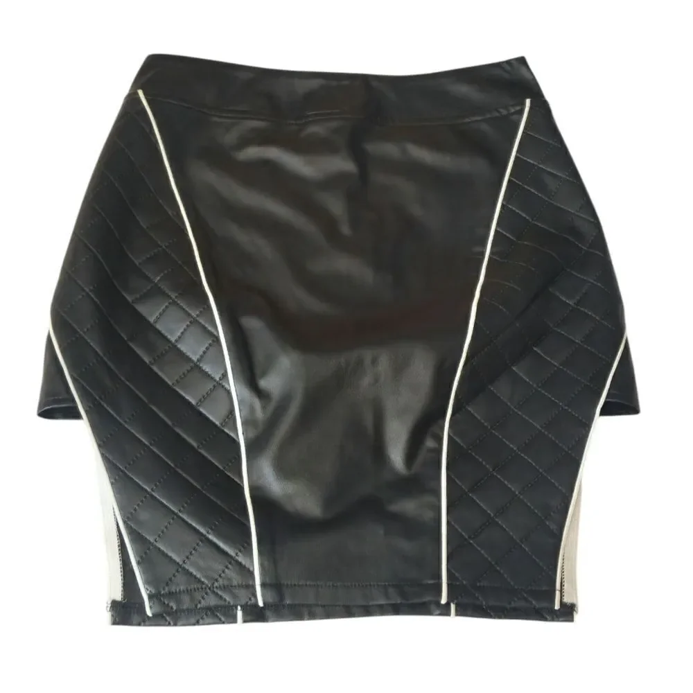 NWT Quilted leather asymmetrical moto skirt